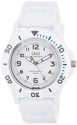 Citizen Q&Q Analog Solar Watch, Water Resistant to 10 ATM, Urethane Strap, white/white, Classic