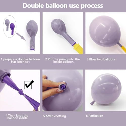 Image of Purple White Balloon Garland Double Stuffed Light White Lilac Balloons Pearl Balloon Arch Kit For Lavender Fairy Birthday Baby Shower Wedding Wild Flower Bridal Shower Party Decor