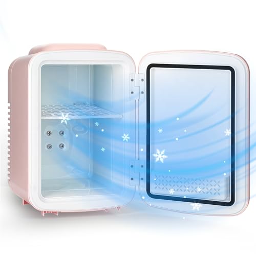 Image of HealSmart 4L/6 Can Mini Fridge, Portable Cooler & Warmer Refrigerator, 100% Freon-Free & Eco-Friendly Compact Fridge, for Skincare, Office, New Pink