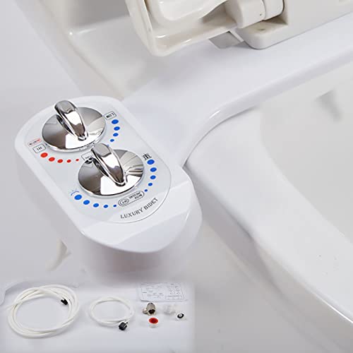 RADAAB Bidet Attachment for Toilet, Ultra-Slim Bidet Toilet Seat Attachment, Self-Cleaning Single Nozzle, Non-Electric Bidet Attachment for Sanitary and Feminine Wash, White