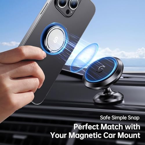 Image of Mizi Cell Phone Ring Holder Finger Grip Stand - 360 Rotation Metal Kickstand for Magnetic Car Mount, for All Smartphones & Tablets - Silver