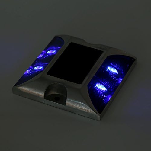 Zerodis 4 LED Aluminum Alloy Solar Powered Road Step Lamp Outdoor Square Waterproof Driveway Pathway Light (Blue)