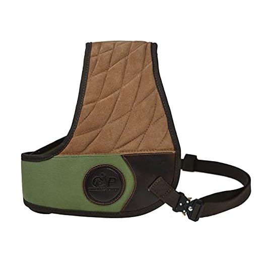 OXPANG Leather Field Shield, Canvas Shooting Vest Recoil Pad for Right or Left Handed Hunter (Green, Right Handed)