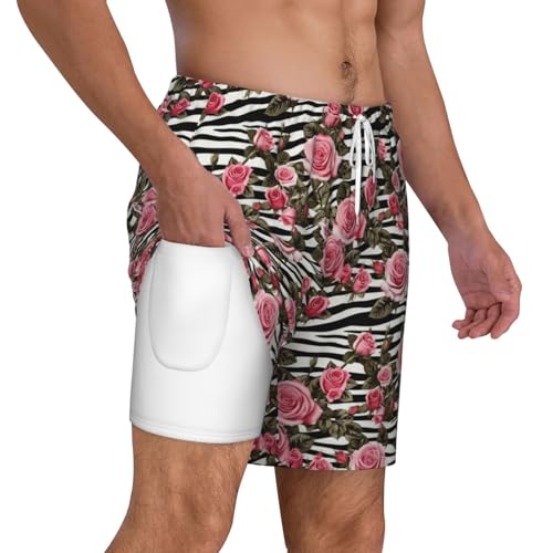 Pantalones cortos de baño para hombre con estampado de cebra 6