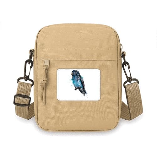 Sac à main original avec motif perroquet noir et bleu et sangle bandoulière