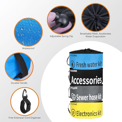 Image of RVZONE 4‑Pack Waterproof RV Hose Storage Bag for Hoses, Cords & Accessories
