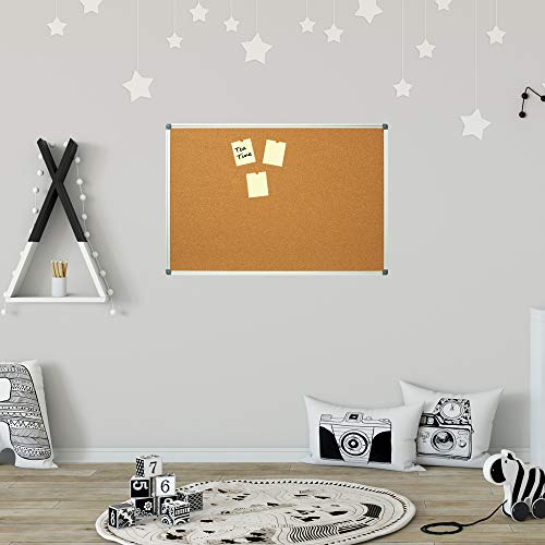 Lockways Cork Board Bulletin Board, Double Sided Corkboard 36" X 24", Wall-Mounted Aluminum Framed Message Presentation Notice Board 3 X 2 #TOP6
