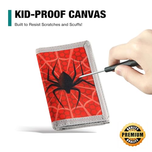 Image of Spider Kids Wallet for Boys & Man, Little Boys Wallet for Kids, Toddler Wallets for Boy with Magic Sticker, RFID Novelty Wallets with Coin Pocket Gifts for Kids