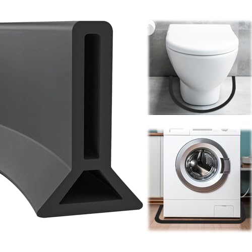 ChAusa 100cm Barrera Agua Ducha Autoadhesiva, Plegable Junta de Puerta de Ducha, Borde Plato Ducha, Barrera Agua Silicona Tira Impermeable Sellado, Adecuada para la Cocina y el Baño (Negro)