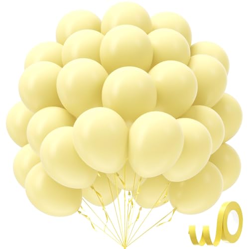 Pastel Yellow balloons 12 inch Light Yellow Latex Balloons 50pcs Party Balloon for Gender Reveal Baby Shower Birthday Party Decorations