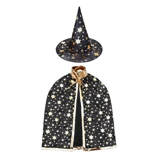 Wizard Cape with Hat, Halloween kids Costumes，Witch Cape for 3-18 years Children,Halloween Props (Black)