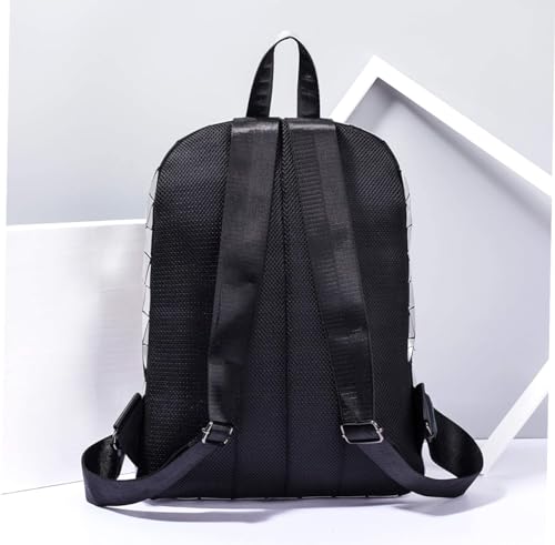 Image of Batcat Geometric Backpack Holographic Luminous Backpacks Reflective Bag Luminesk Irredescent Rucksack (Sliver Geometric)