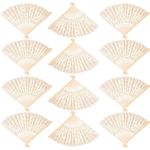Éventails pliants en dentelle vintage de mariage et fête romantique