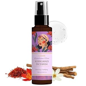 Auravedic Kumkumadi Face Wash | Gentle Cleanser for Makeup, Oil & Impurities | Ayurvedic Saffron Face Cleanser for Soft, Supple Skin | Suitable for All Skin Types | 3.38 Fl Oz (100ml)