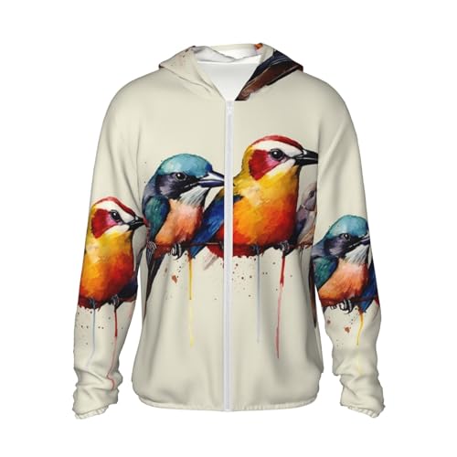 Veste à capuche UPF 50+ Coloré Bird zippée pour une protection solaire maximale