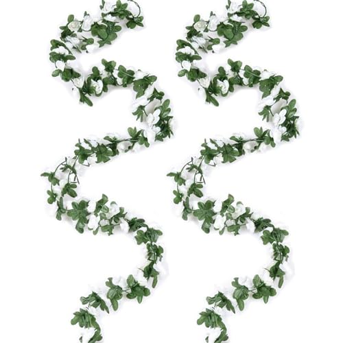 poraceous 2 Pièces Guirlande Fleurs Artificielles, Guirlande Fleurs avec 45 Rose Artificielles, Artificielle à Suspendre, Décoration Murale pour la Maison, Mariage...