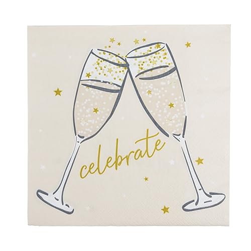 Disposable Paper Party Napkins - Celebrate with Style with Affordable Serviettes Perfect for Weddings, Engagements, Parties, and Anniversaries and Celebrations- 20-Pack 3ply, Gold