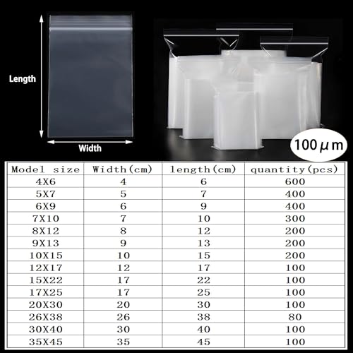 newlng 100piece Resealable Plastic Bags 17cm * 25cm Grip Seal Bag Clear Small Plastic Bags Sealable Suitable for Books Clothes Hats Scarves Shoes Travel Office Storage Sorting - Image 2