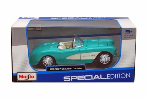 Maisto 1957 Chevy Corvette Convertible Turquoise 1:24 miniatura 5