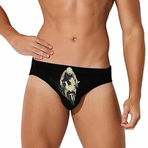 Motorcycle Rider Riding Men's Swimsuit Bikini Briefs Swim Underwear Stretchy Swimwear