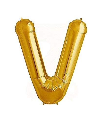 ToyNext Alphabet Foil Balloon(16 Inch) for Birthday Decoration,Baby Shower,Wedding,Festival,Party, foil Balloon Golden Color (Alphabet - V)