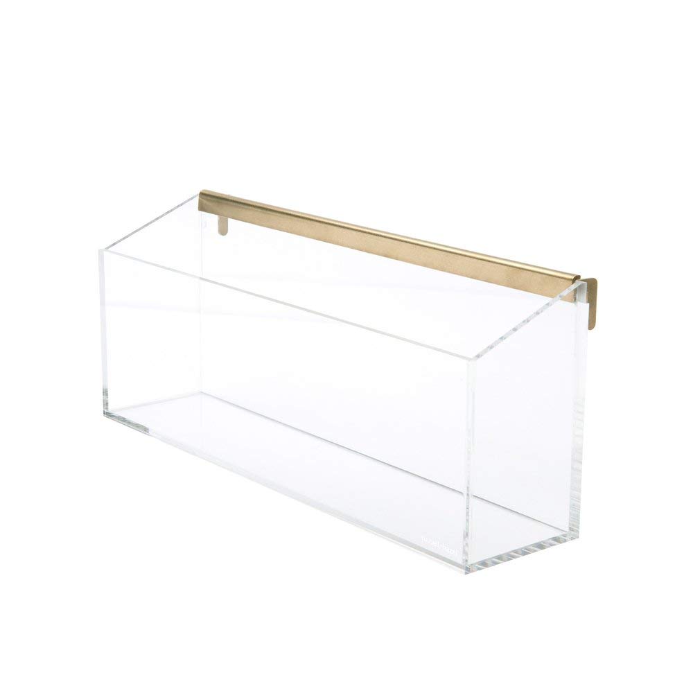Valet mural acrylique transparent étagère vide-poche design doré - 4