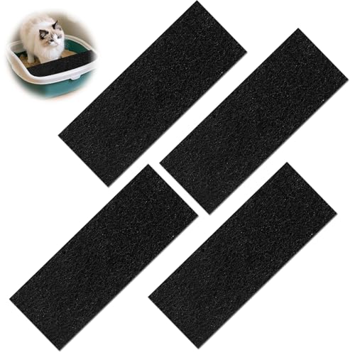 Aihoom 4pcs Filtro de Carbón Activo para Caja de Arena de Gatos, Desodorante para Reducir Olores, Repuesto de 24.3cm x 10.5cm, Compatible con Cajas de Arena