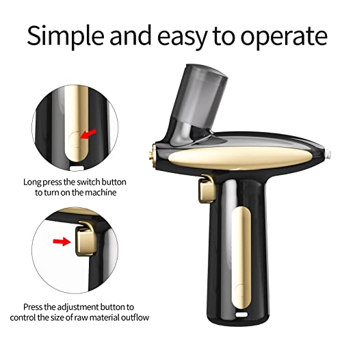 AirBrush Kit With Air Compressor 32PSI Airbrush kit Rechargeable Auto Handheld Cordless Airbrush Set Wireless, Barber Air Brush kit, Nail Art, Cake Decor, Makeup, Model Painting,(black gold)