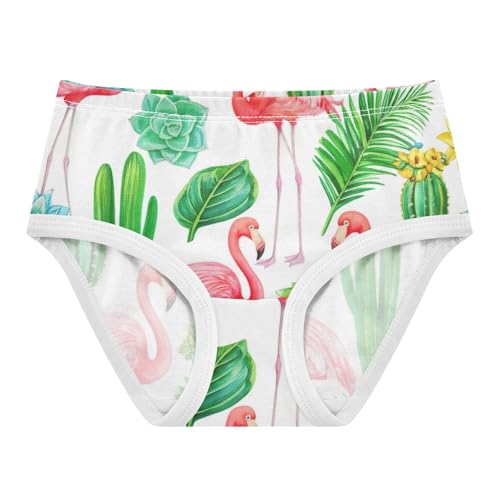 Watercolor Pink Flamingos Green Leaves Girls Underwear Toddler 2t Cotton Cute Panties Girl Fancy Briefs Undies Kids