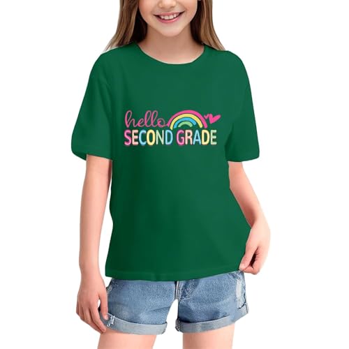 First Day of School Shirt for Toddler Boys Girls Kids Back to School T-Shirts Cotton Short Sleeve Tops Rainbow Graphic Tees