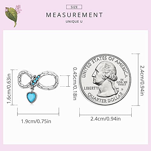 Cuenta de cristal azul amor infinito en plata 925 para mujer 3
