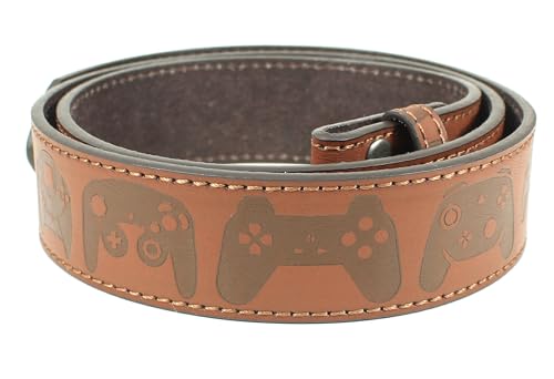 Video Game Controller Pattern Leather Belt Strap Without Buckle 1.5