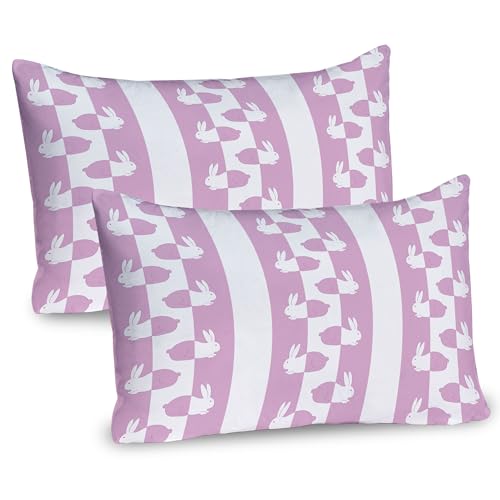Ambesonne Easter Pillow Sham Set of 2, Bunny Rabbits in Vivid Pastel Tones Animal Girls Design, Quality Microfiber Bedding Item for All Seasons, 36