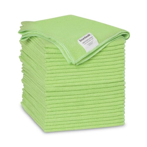 Microfiber Cleaning Cloths, 16 x 16, Green, 24/Pack