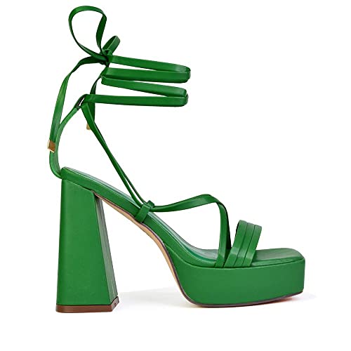 Chaussures de fête à plateforme et talon haut carré pour femme
