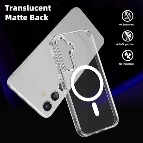 Image of Magnetic Silicone Case for Samsung Galaxy S24FE 5G Compatible with MagSafe, Shockproof Phone Bumper Cover, Anti-Scratch Clear Back (Clear)