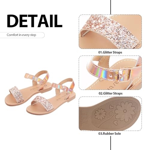 Girls Sandals Open Toe Summer Flats Dress Sandals4