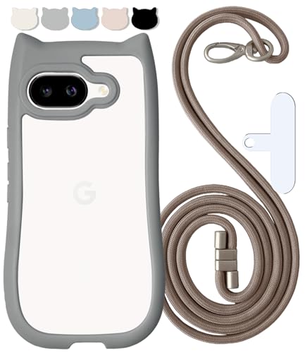 shinyle pixel 9a ケース クリア 可愛い 猫耳 グーグルピクセル9a ショルダー 9a ケース ストラップ付き スマホケース pixel 9a 携帯ケース ぐーくるぴくせる9 耐衝撃 スマホカバー 透明 韓国 googleピクセル9a クリ