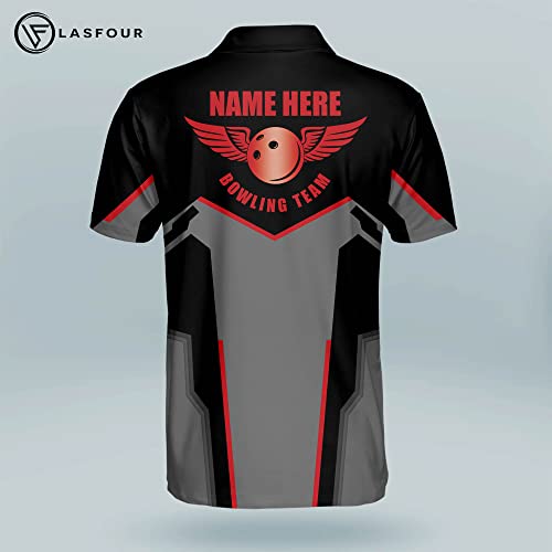 LASFOUR Custom Bowling Shirts for Men, Men's Bowling Polo Shirts Short Sleeve, Crazy Bowling Team Shirts for Men and Women3