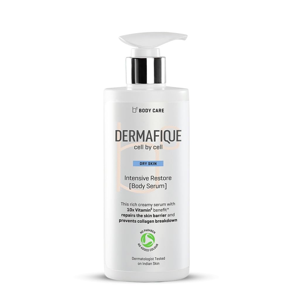 Dermafique Intensive Restore Body Lotion Serum with 10X Vitamin E benefit 300ml, Body Lotion for Dry Skin, Suitable for Winters & 100 hour Deep moisturisation, Moisturizer for Body | Dermatologist Tested
