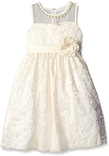 American Princess Girls' Embroidered Peal Neckline Dress