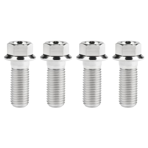 Image of Titanium Bolt M12 30 35 40 45 50 55 60 65 70 75 80 85 90mm Hex Small Flange Head for Motorcycle Car Modification Pack of 4 (M12x30mm Pitch 1.5, Silver)