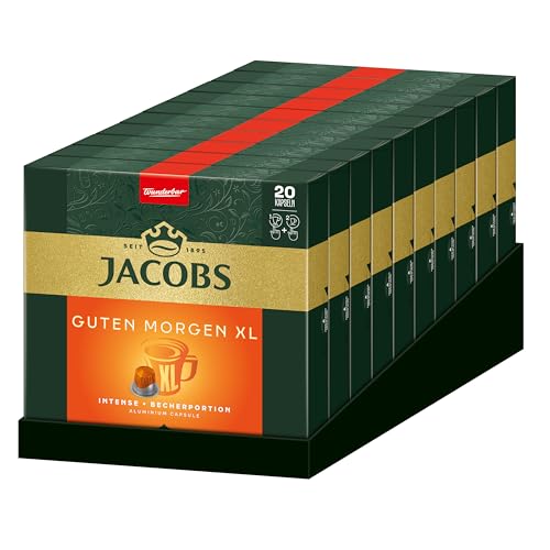 Jacobs Kaffeekapseln Guten Morgen XL Intense Intensität 8/12 10 x 20 Getränke Nespresso* kompatible Kaffee Kapseln 200 Kapseln