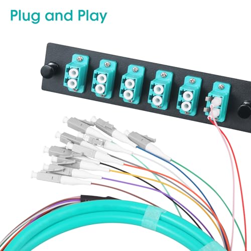 Fibre optique LC/OM3 multimode 12 brins à code couleur pour épissure rapide lot de 4 - 5