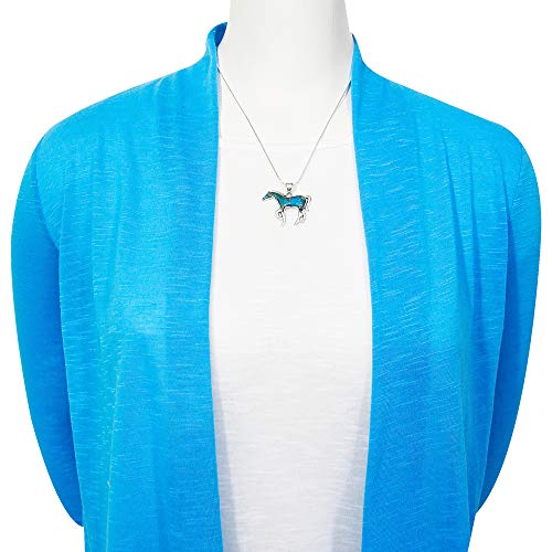 Turquoise Network Horse Necklace Sterling Silver Genuine Gemstones & Gemstones with 20" Chain3