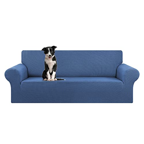 KEKUOU Stretch Oversized Sofa Slipcover 1 Piece Couch Sofa Cover (94"-110") Furniture Protector 4 Seater Sofa with Elastic Bottom for Kids,Pet.Jacquard Checked Pattern Fabric(X Large,Riverside)
