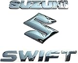 Compatible with Suzuki Swift Rear Grill Badge Emblem Chrome Silver Tail Gate 3D Logo Set