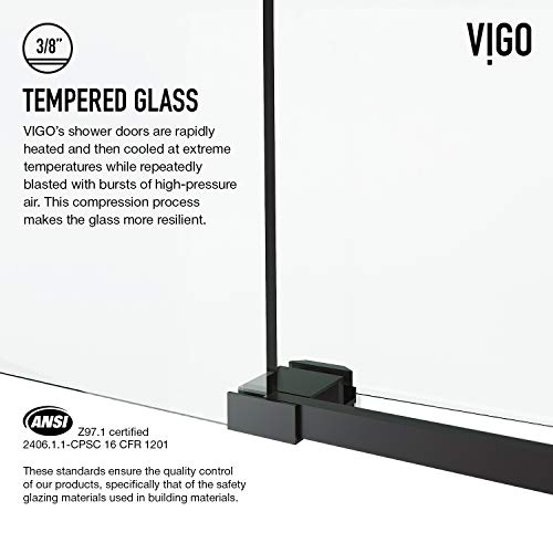Vigo Adjustable 56-60 In. W X 66 In. H Elan Cass Aerodynamic Frameless Sliding Tub Door With Clear Glass And Stainless Steel Hardware In Matte Black Finish With Reversible Handle - Vg6044Mbcl6066 #TOP7