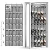 WVM Over the Door Shoe Organizer with 35 Breathable Mesh Pockets, Hanging Shoe Organizer for Door with 4 Metal...