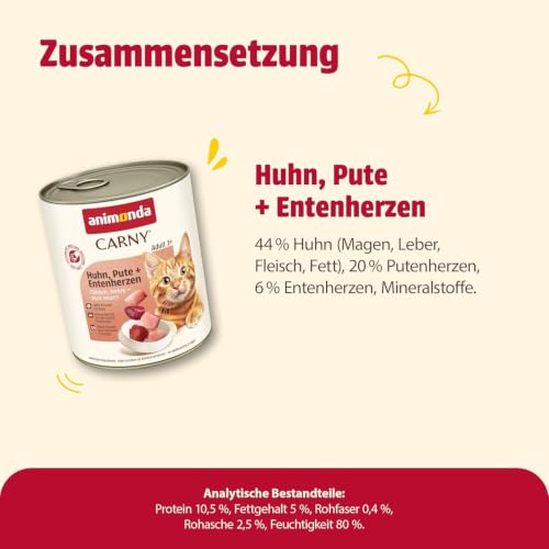 animonda Carny Katzen Nassfutter Huhn + Pute + Entenherzen (6 x 800g) – Ansicht 4